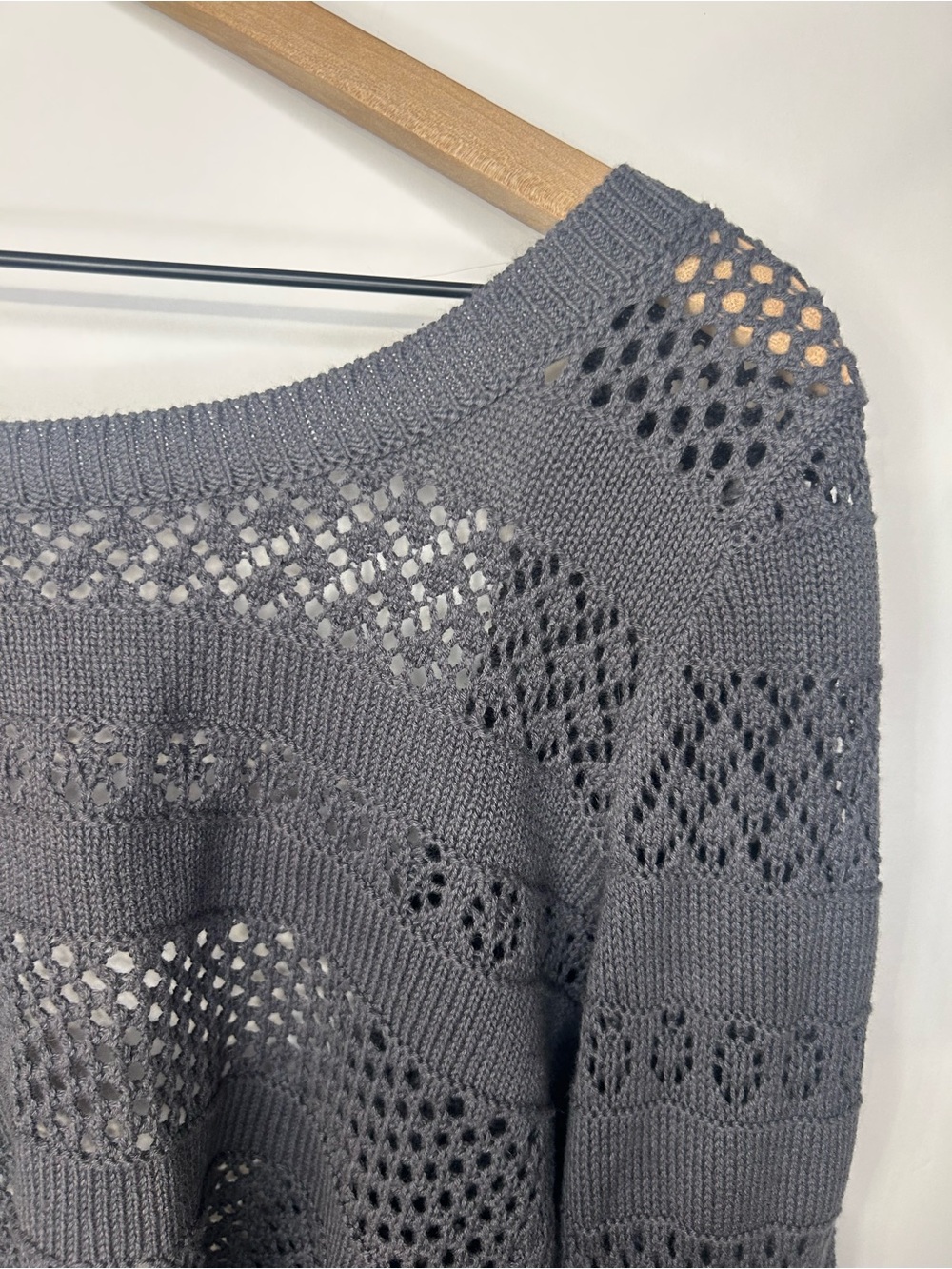 Aerie Women’s Green Reversible Crochet Wrap Sweater with Tassels, Size Small - Picture 8 of 12